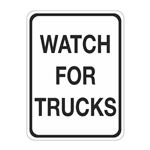 Watch For Trucks Sign  18 x 24